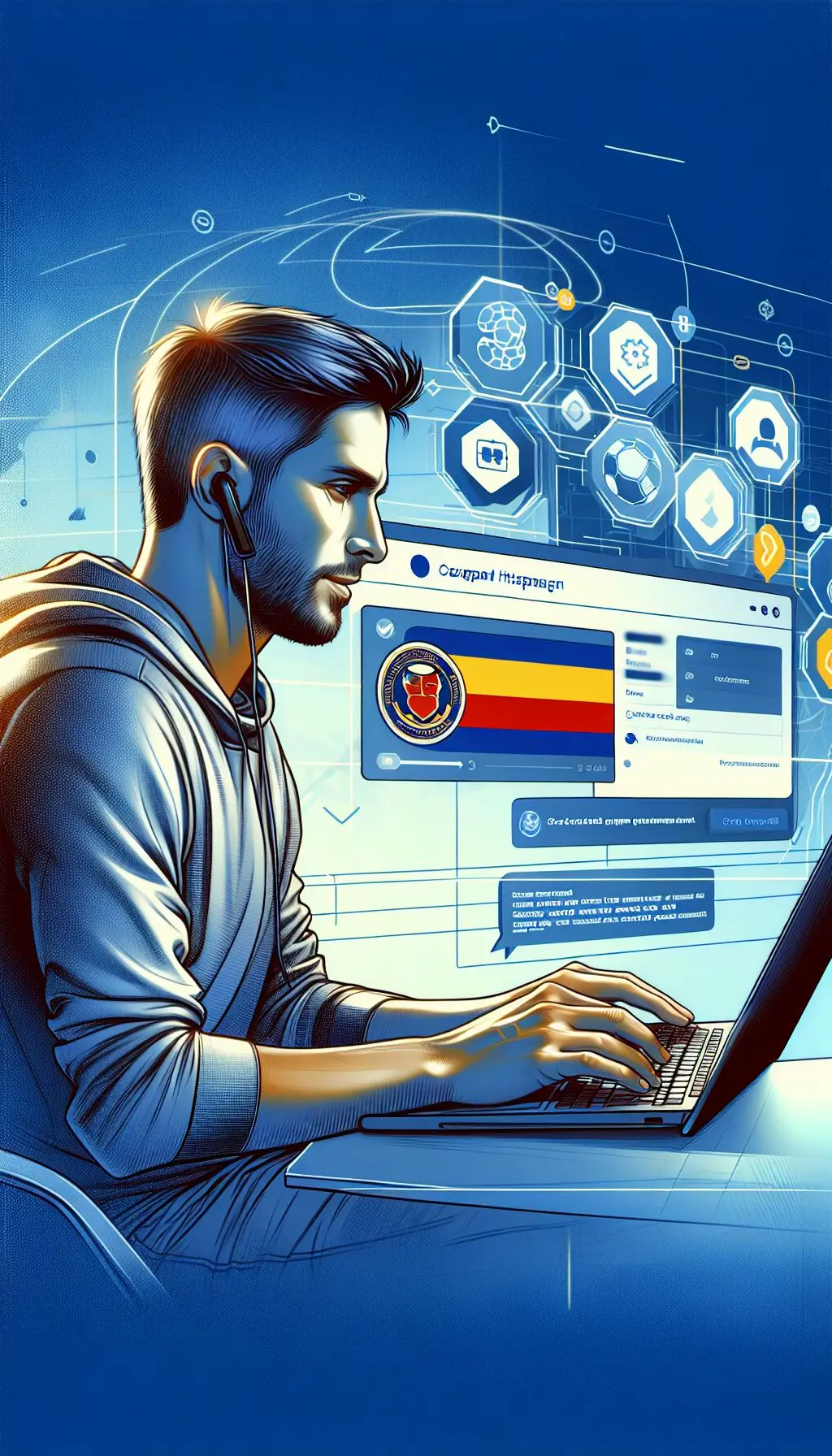 Usuario interactuando con el chat online de soporte Wplay en laptop.